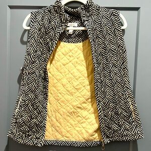 NWOT black cream herringbone charter club zip up vest size large